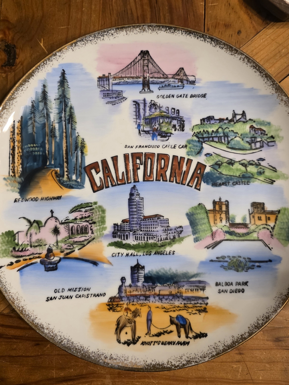 California Souvenir Decorative Plate - Multicolor
